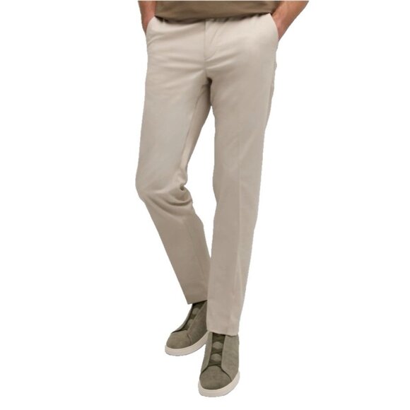 ZEGNA Sport US 39 EU 56 Men's Beige Silk Touch Cotton Trousers Pants NEW